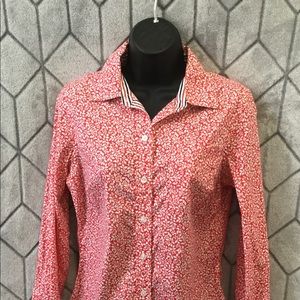 Red Print Button Down